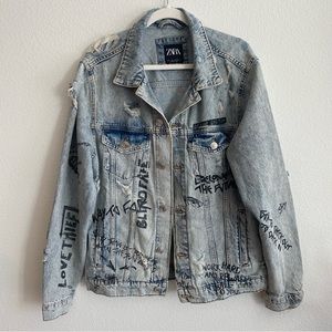 ZARA Men’s Jean Jacket w/ Graffiti